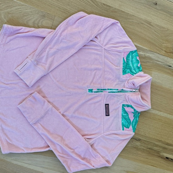 Vineyard Vines Banana Leaf Terry Relaxed Shep Shirt Pink Green Small - Picture 2 of 7